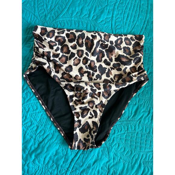 NWT Holipick Women's Size Large Swimsuit 2-Piece Black Animal Print High Waist - Picture 5 of 8